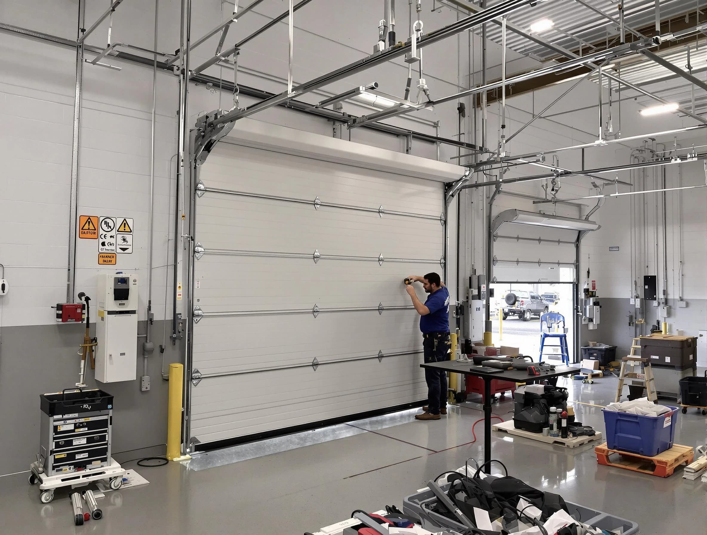 Commercial garage door repair being performed by Denver Garage Door Repair expert in Denver