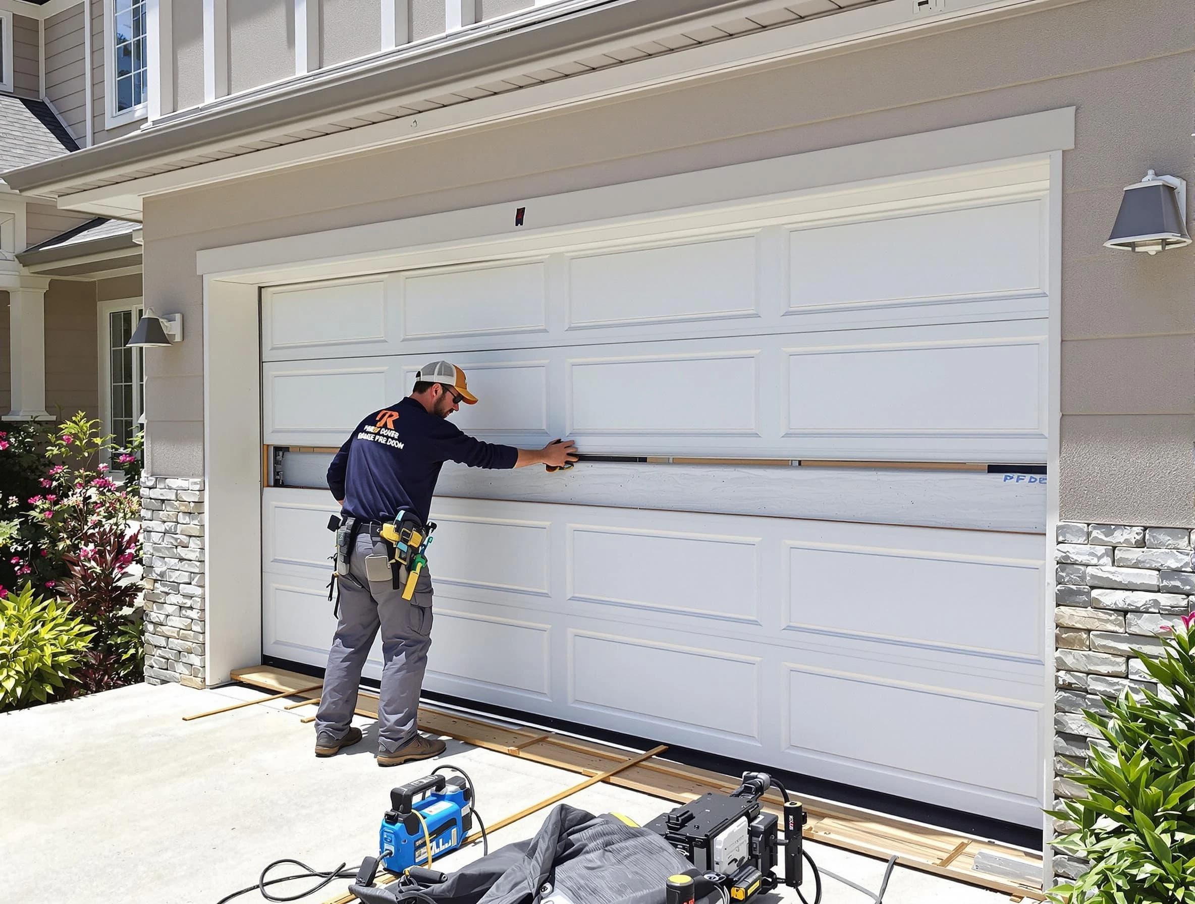 Denver Garage Door Repair team performing complete garage door replacement at Denver residence