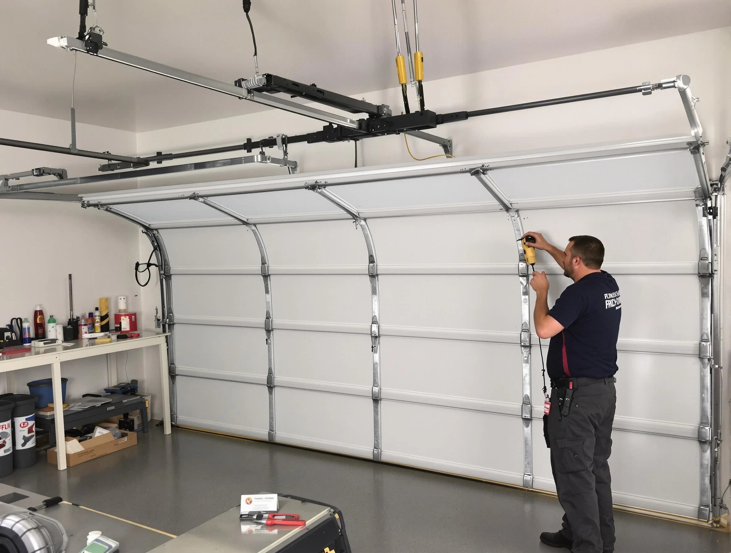 Denver Garage Door Repair certified technician performing overhead door system repair in Denver
