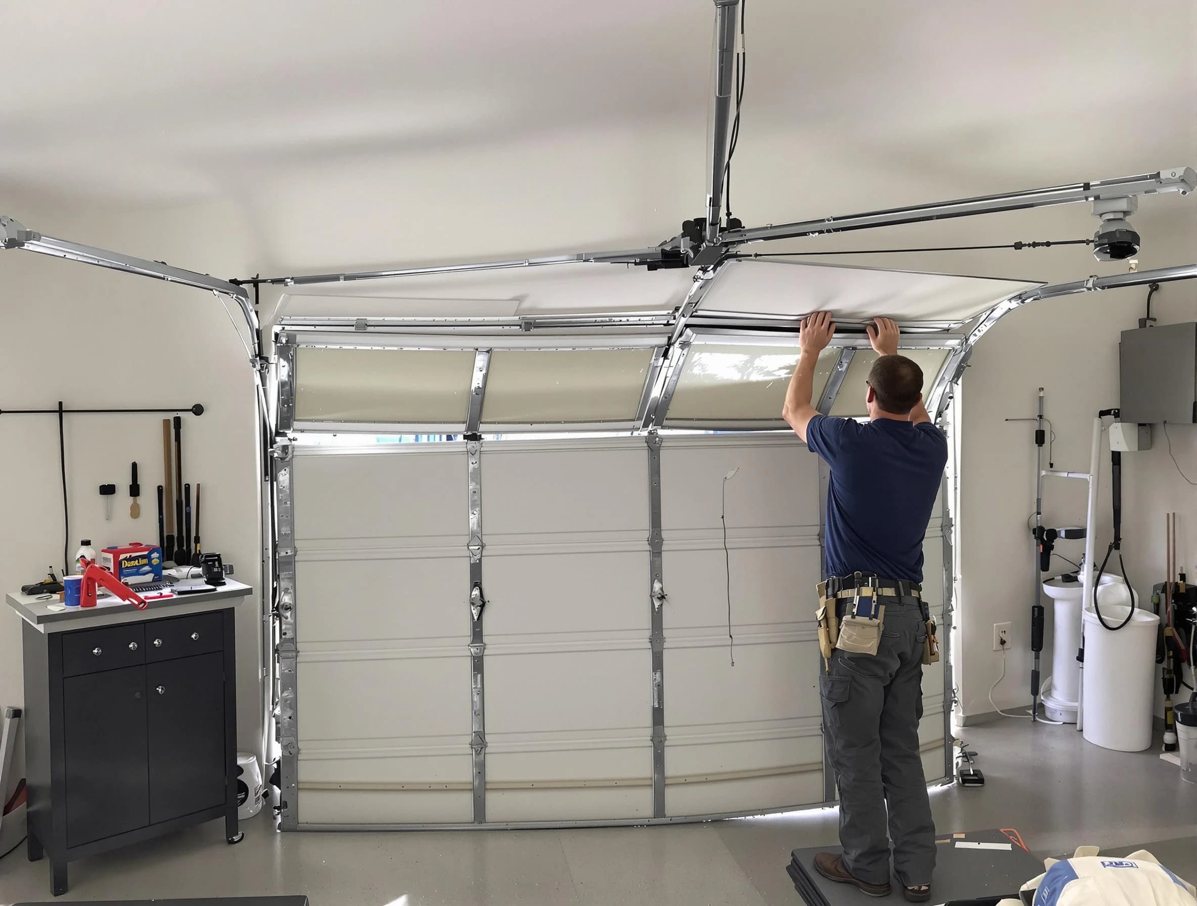 Denver Garage Door Repair specialist performing precise section replacement on Denver garage door