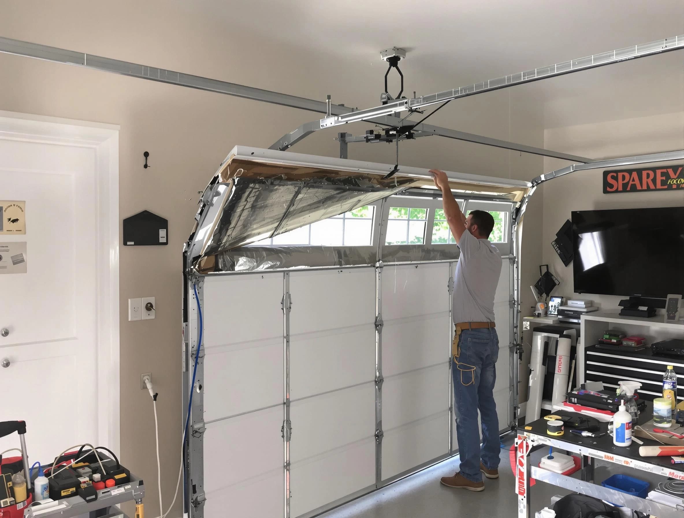 Garage door section replacement by Denver Garage Door Repair in Denver