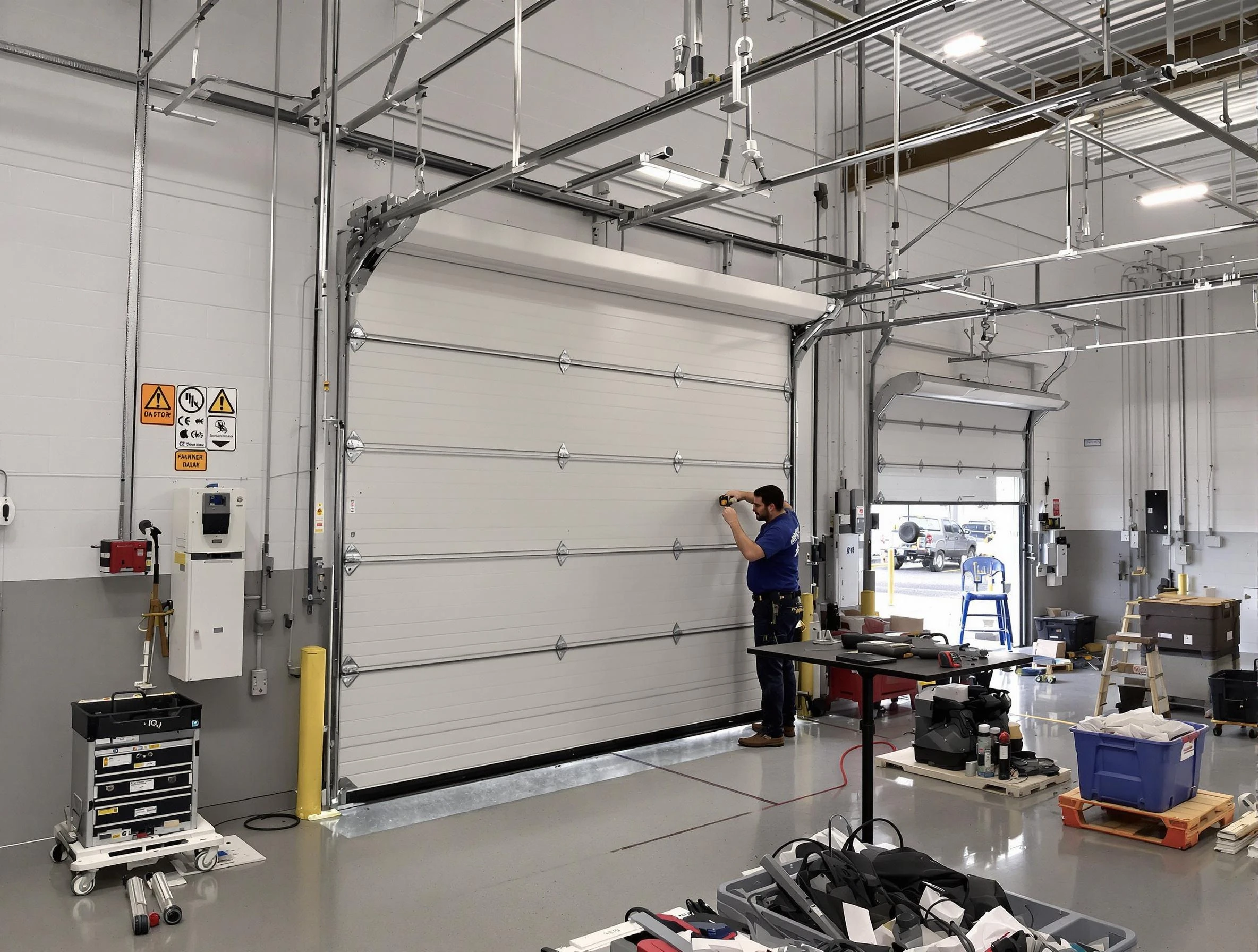 Commercial garage door repair being performed by Denver Garage Door Repair expert in Denver