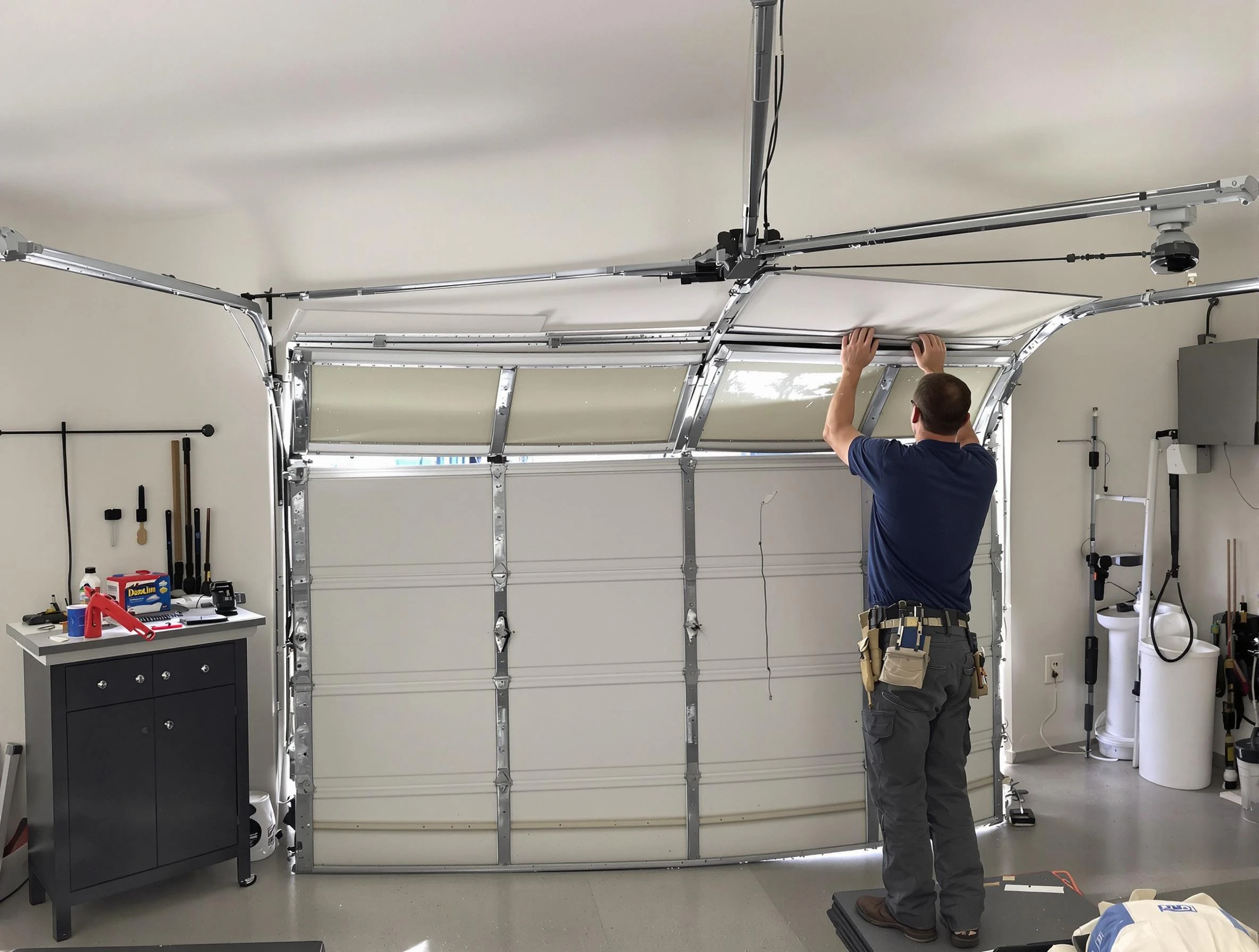 Denver Garage Door Repair specialist performing precise section replacement on Denver garage door